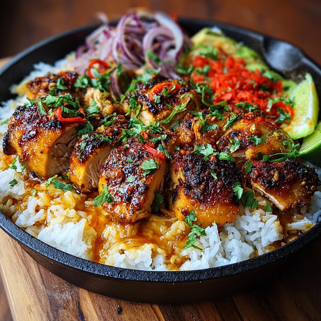 Spicy Maple Chicken and Coconut Rice - Snack On Meat