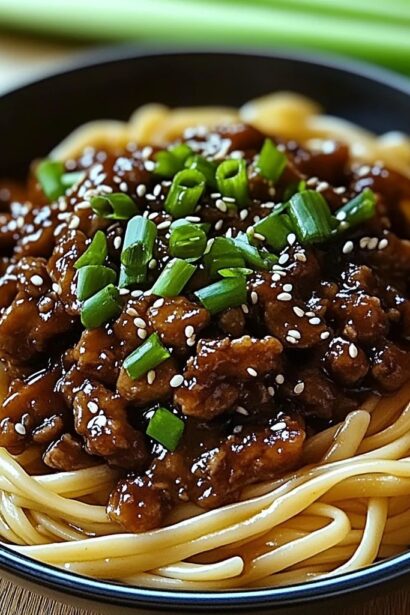 Sticky Soy-Hoisin Mongolian Beef Linguine Bowl Recipe