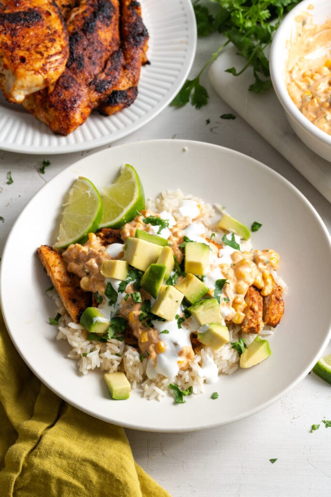 Street Corn Chicken Rice Bowls - Wellness by Kay