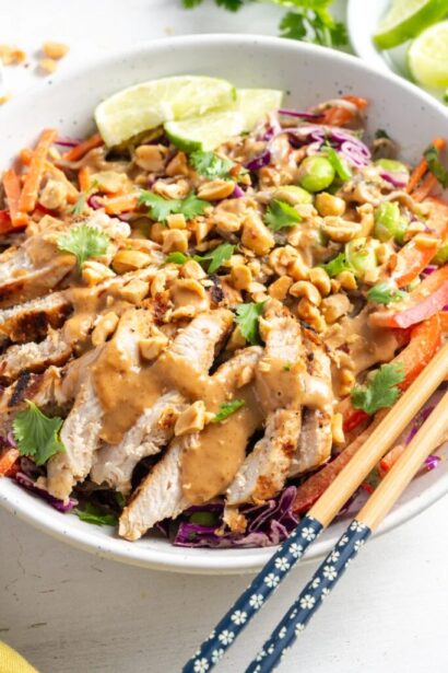 Thai Peanut Noodle Salad With Chicken - Wellness by Kay