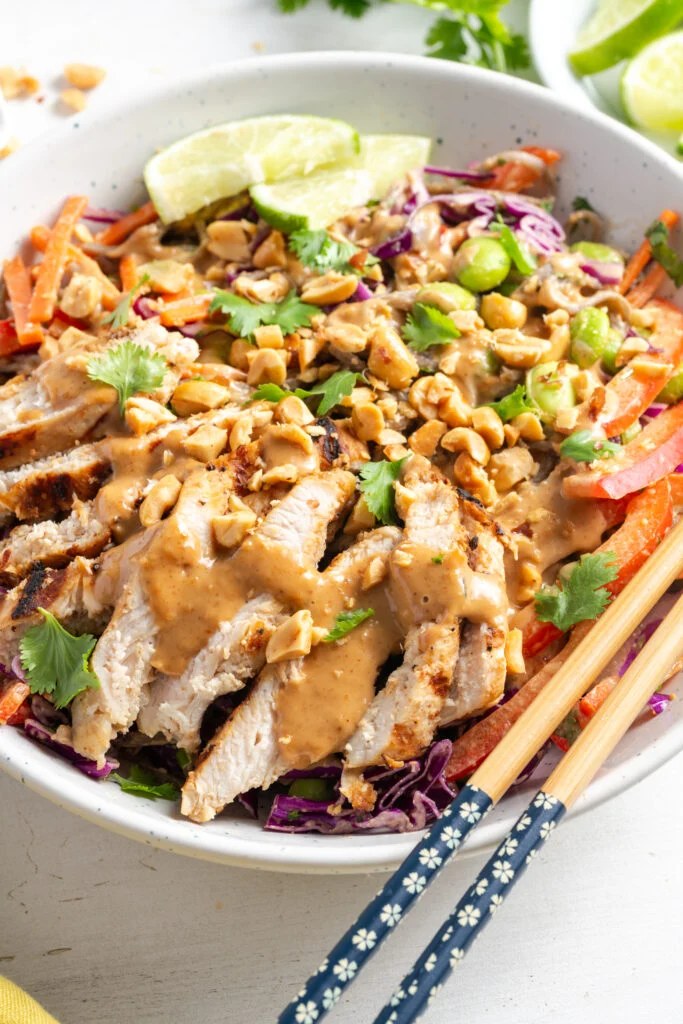 Thai Peanut Noodle Salad With Chicken - Wellness by Kay