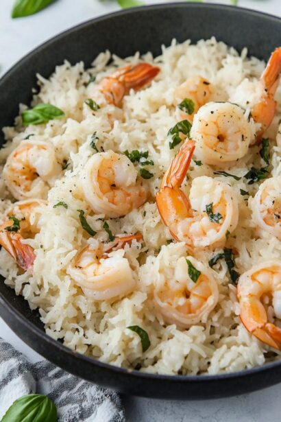 Ultimate Creamy Parmesan Basil Shrimp and Rice – Easy Dinner
