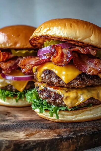 Ultimate Juicy Stuffed Bacon Cheeseburgers Recipe