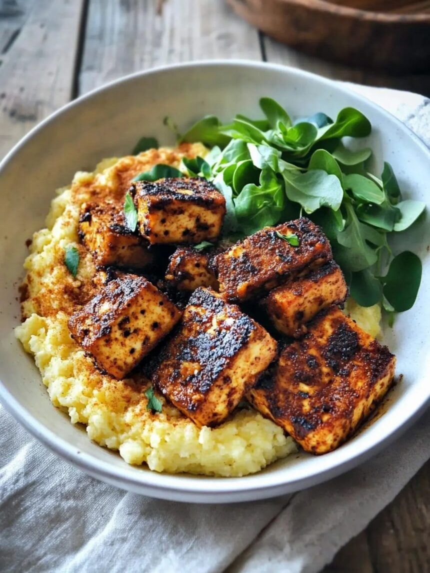 Vegan Blackened Tofu with Cheesy Grits: The Ultimate Comfort Food