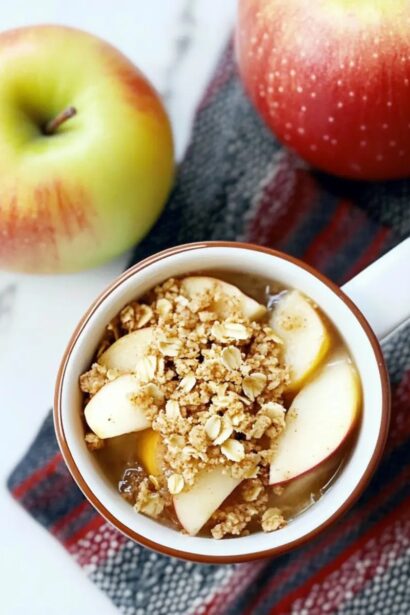 Warm and Gooey Microwave Apple Crisp in a Mug Delight