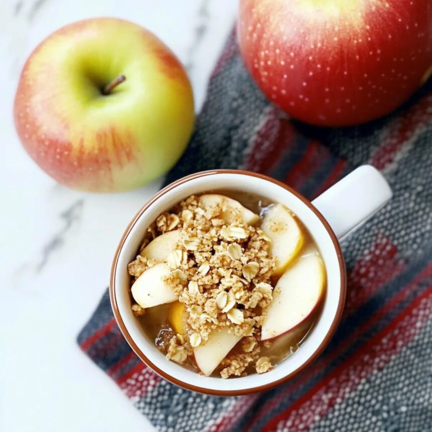 Warm and Gooey Microwave Apple Crisp in a Mug Delight