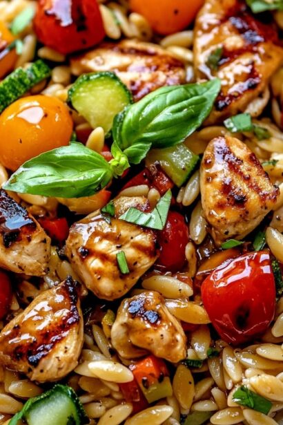 Balsamic Chicken & Veggie Orzo – Easy One Pan Dinner