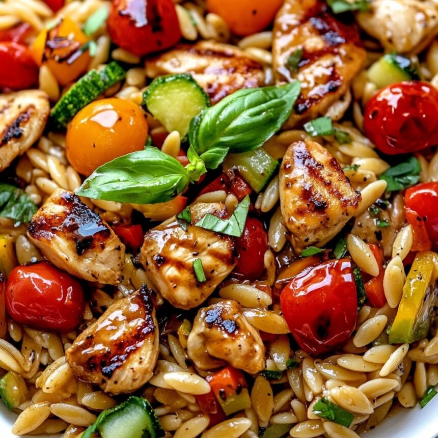 Balsamic Chicken & Veggie Orzo – Easy One Pan Dinner