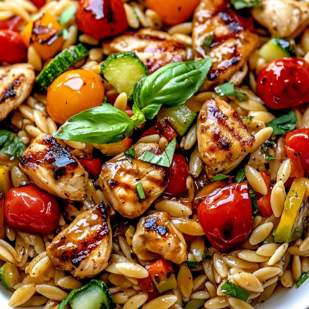 Balsamic Chicken & Veggie Orzo – Easy One Pan Dinner