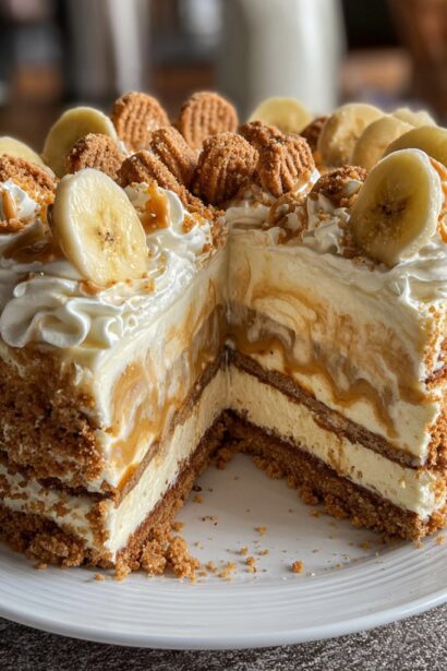 Banana Pudding Cookie Butter Cheesecake Cake - Snack On Meat