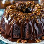 Chocolate Turtle Bundt Cake (Caramel, Pecan & Ganache Perfection) - Snack On Meat