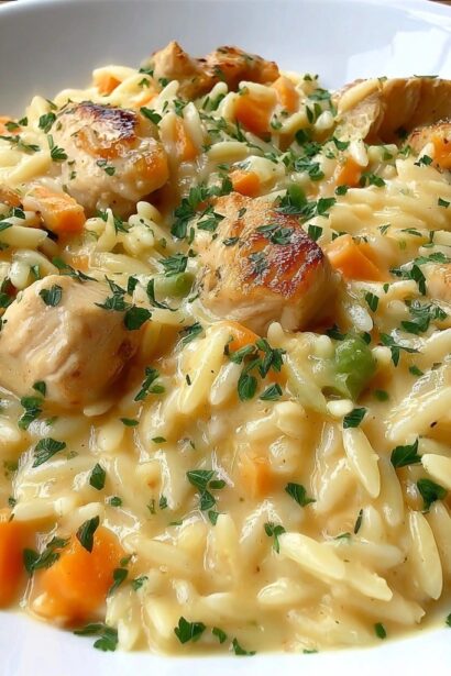 Creamy Chicken Pot Pie Orzo – Comfort Food One Pot Dinner
