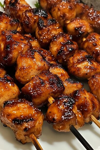 Crispy Sticky Honey BBQ Chicken Skewers