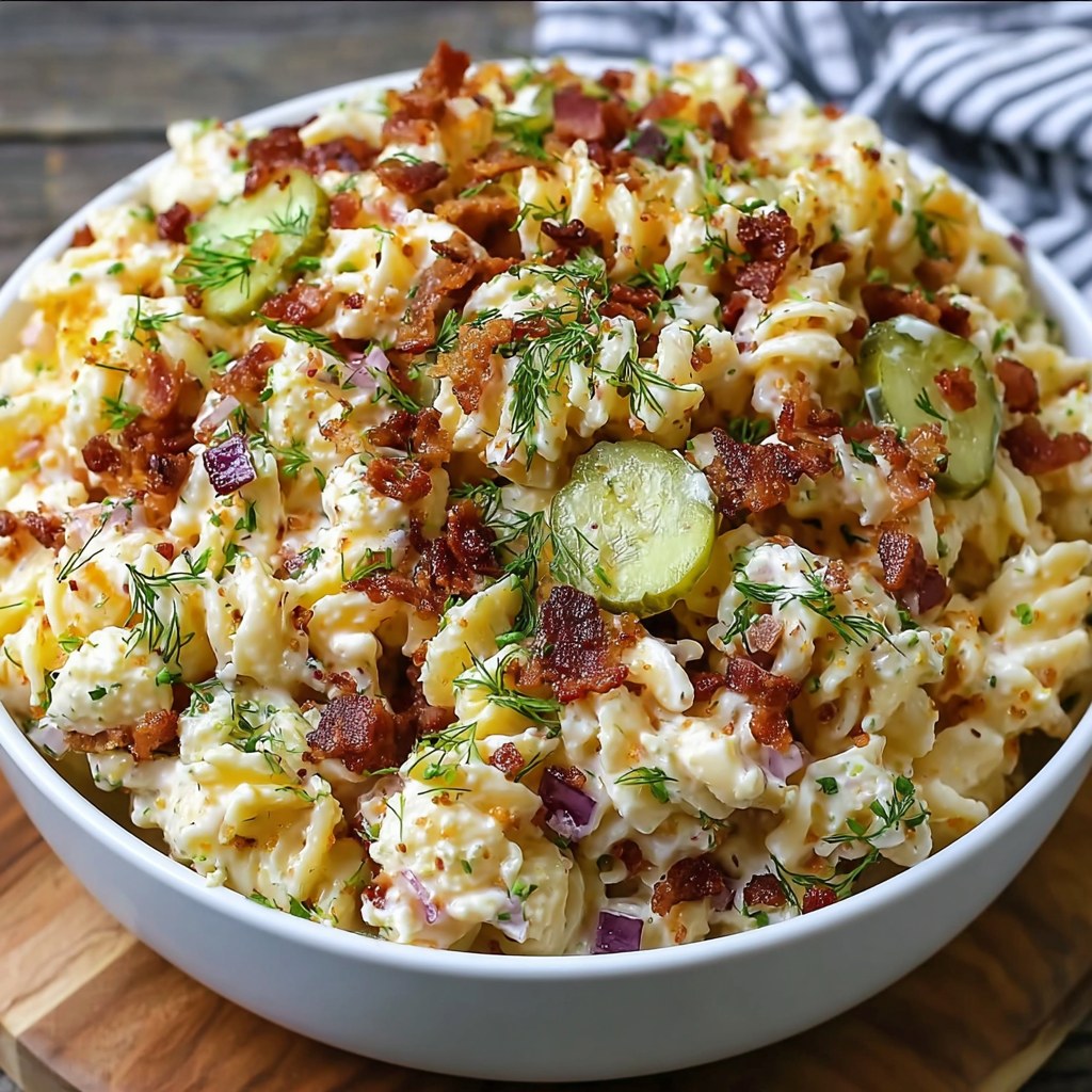 Dill Pickle Bacon Pasta Salad - Snack On Meat