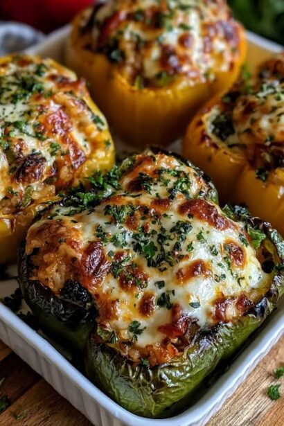 Easy Vegetarian Stuffed Bell Peppers with Rice - Snack On Meat