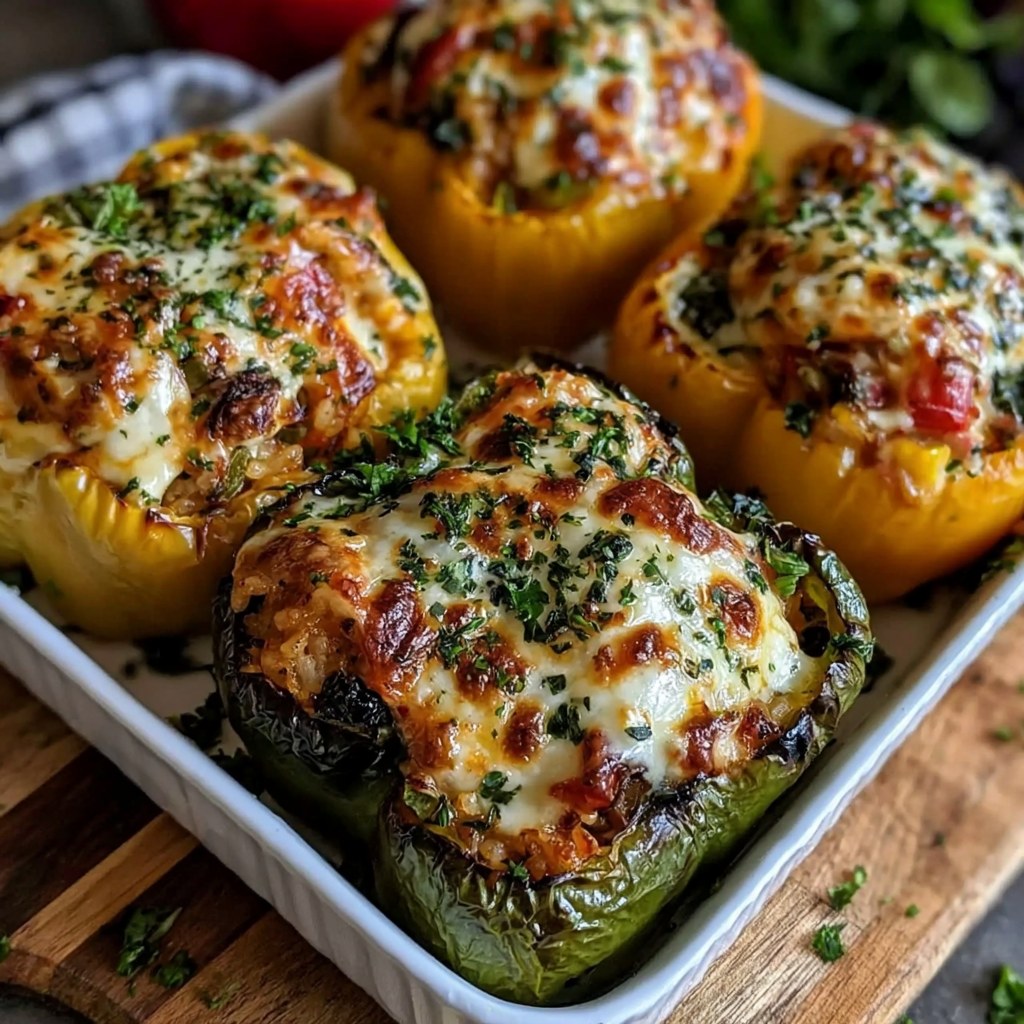 Easy Vegetarian Stuffed Bell Peppers with Rice - Snack On Meat