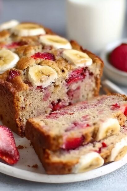 Healthy Banana Strawberry Bread with Yogurt - Snack On Meat