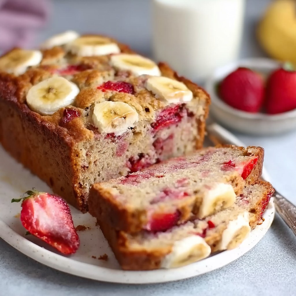 Healthy Banana Strawberry Bread with Yogurt - Snack On Meat