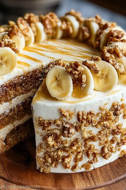 Heavenly Banana Walnut Cream Cake - Snack On Meat