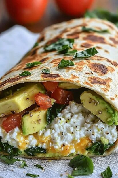 High-Protein Breakfast Wrap with Cottage Cheese and Avocado
