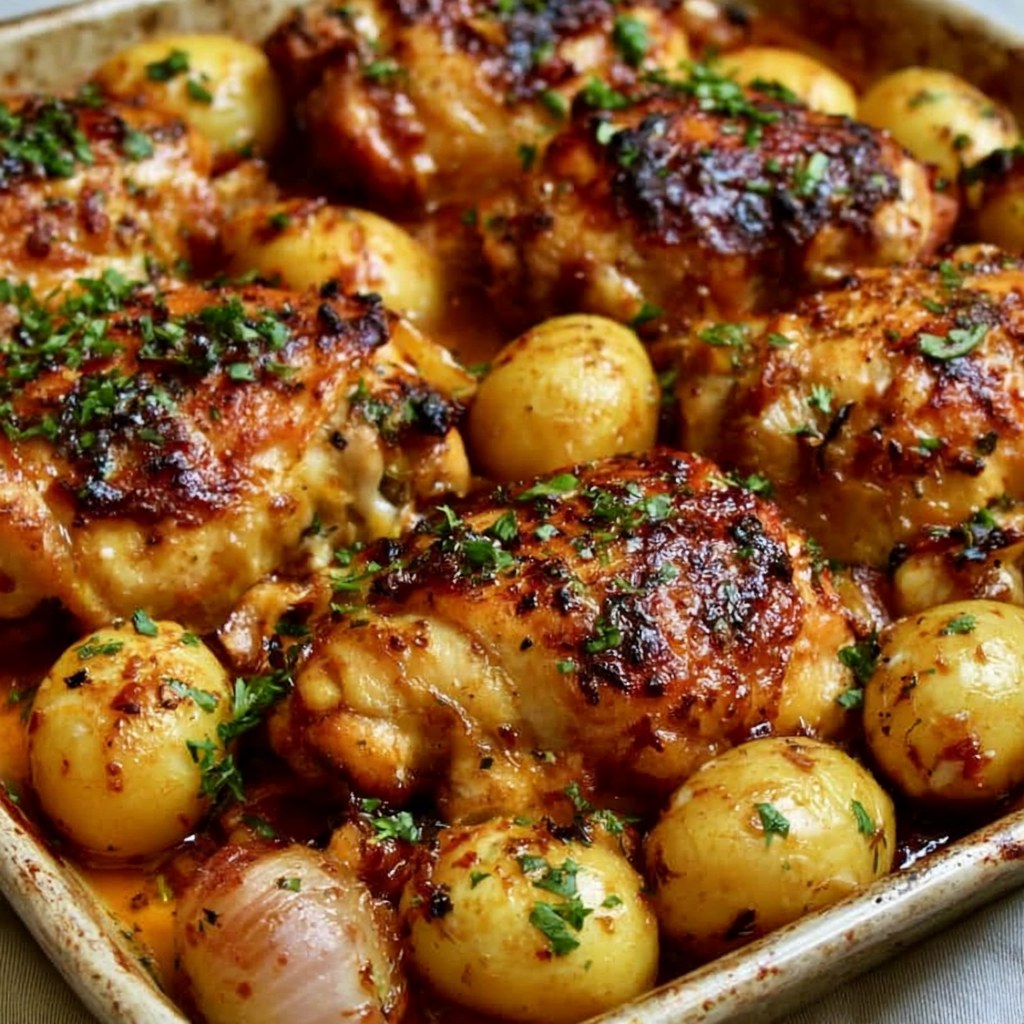 One Pan Chicken and Potatoes - Snack On Meat