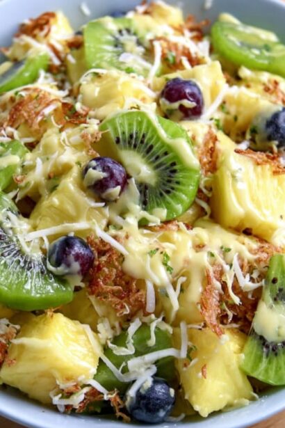 Pineapple Kiwi Salad with Honey Lime Dressing - Snack On Meat