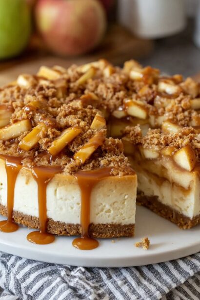 Salted Caramel Apple Pie Cheesecake - Snack On Meat