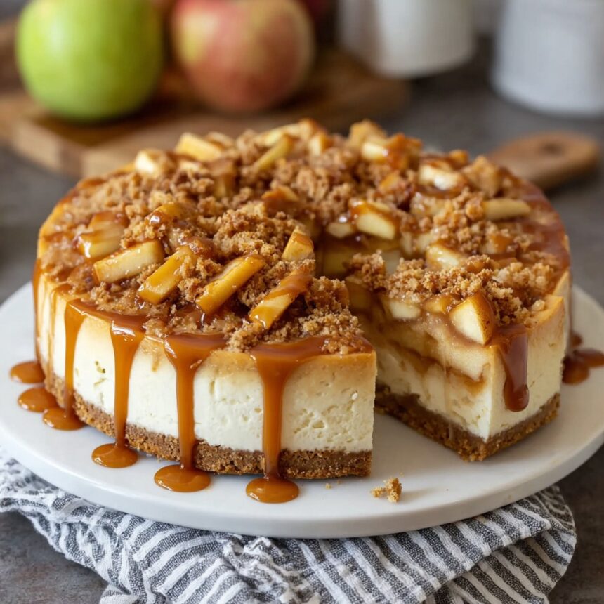 Salted Caramel Apple Pie Cheesecake - Snack On Meat