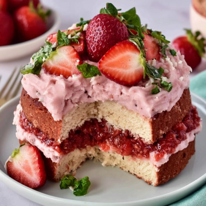 Small-Batch Vegan Strawberry Cake - Snack On Meat
