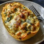 Spinach and Artichoke Stuffed Spaghetti Squash - Snack On Meat