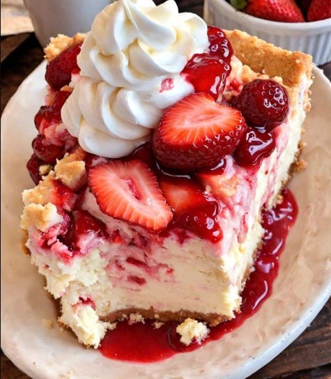 Strawberry Cheesecake Dump Cake – Easy Gooey Dessert Recipe