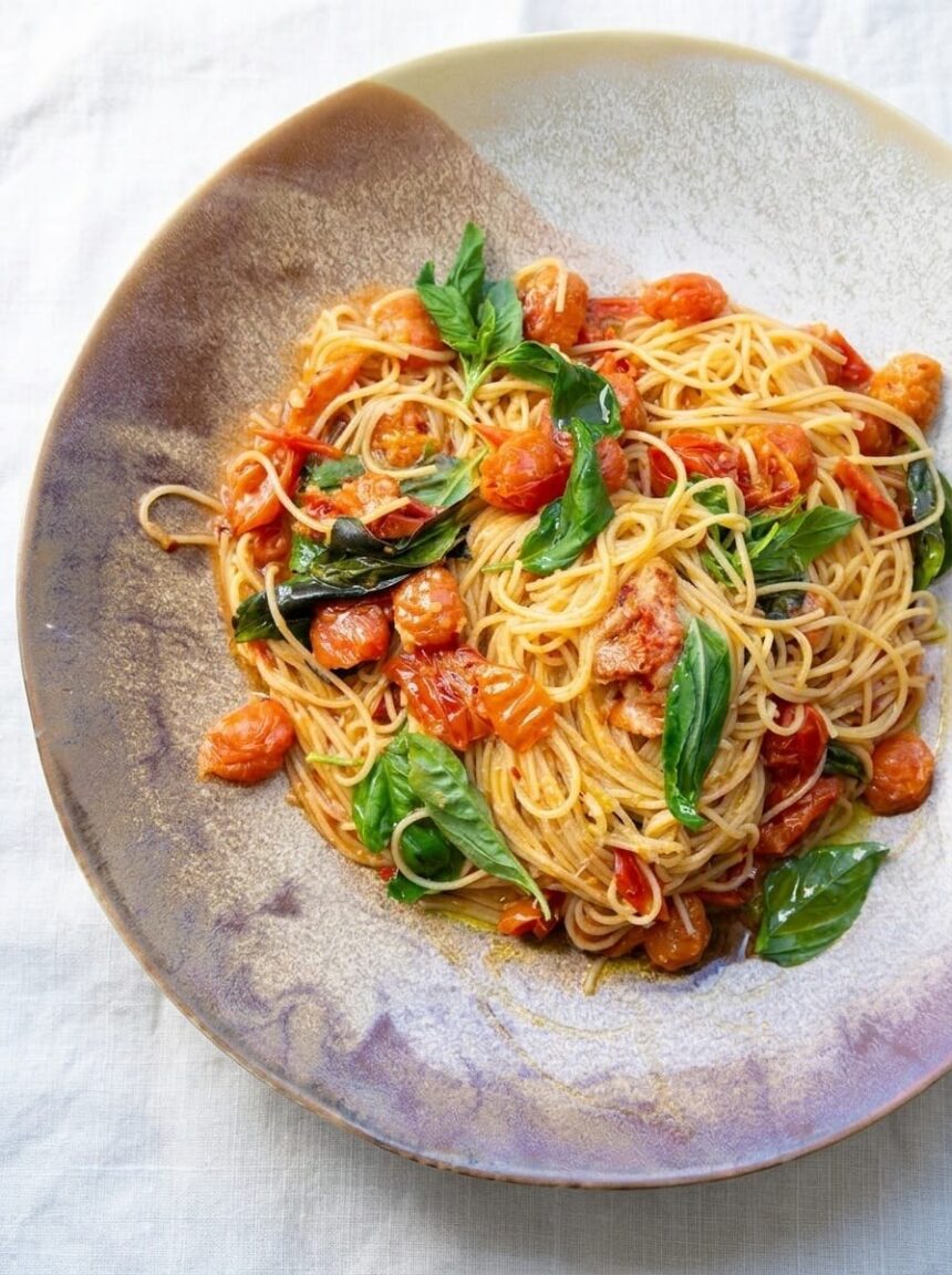 Cherry tomato and basil pasta - foodnibble.com