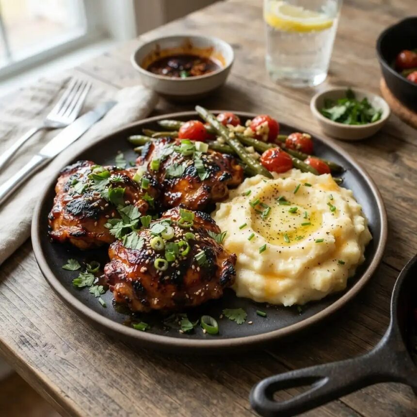Chipotle Honey Chicken Thighs Loaded with Protein & Smoked Gouda Mashed Potatoes for Creamy Delight