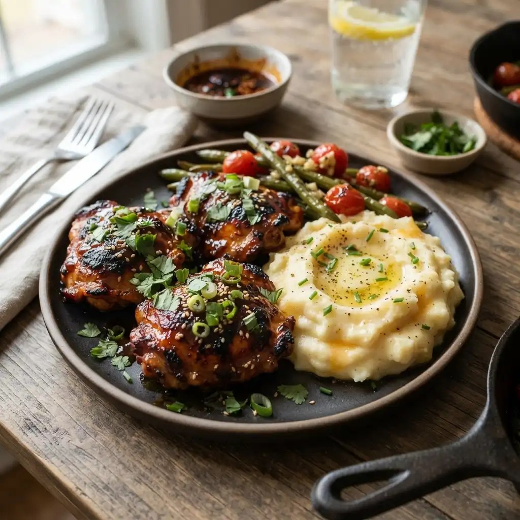Chipotle Honey Chicken Thighs Loaded with Protein & Smoked Gouda Mashed Potatoes for Creamy Delight