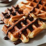 Churro waffles with chocolate drizzle