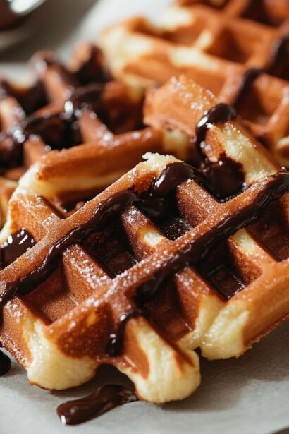 Churro waffles with chocolate drizzle