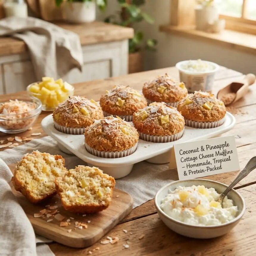 Coconut & Pineapple Cottage Cheese Muffins – Tropical & Protein-Packed
