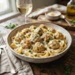 Delicious Chicken Ricotta Meatballs in Alfredo Sauce