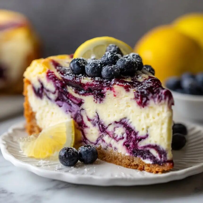 Lemon Blueberry Swirl Cheesecake