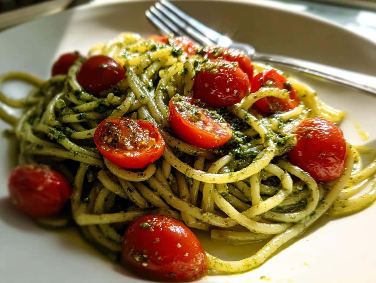 25-Minute Magical Pesto Pasta with Cherry Tomatoes