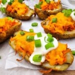 Buffalo Chicken Potato Skins | She's Not Cookin'