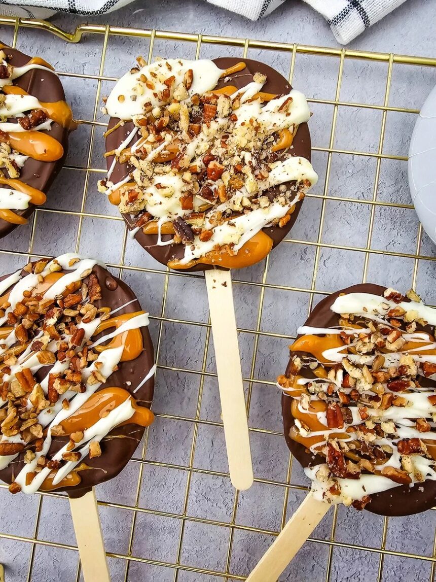 Chocolate Covered Caramel Apple Slices | She's Not Cookin'
