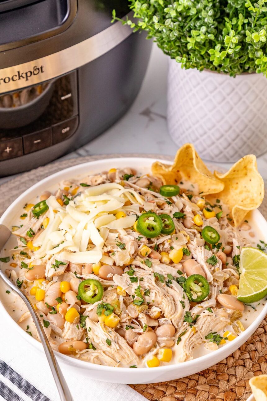 Crockpot White Chicken Chili | She's Not Cookin'