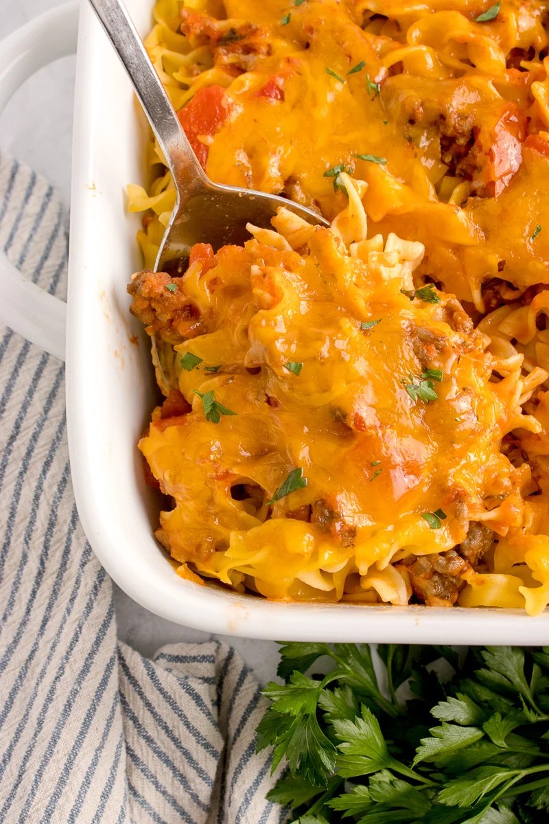 Easy Ground Beef & Egg Noodle Casserole | She's Not Cookin'
