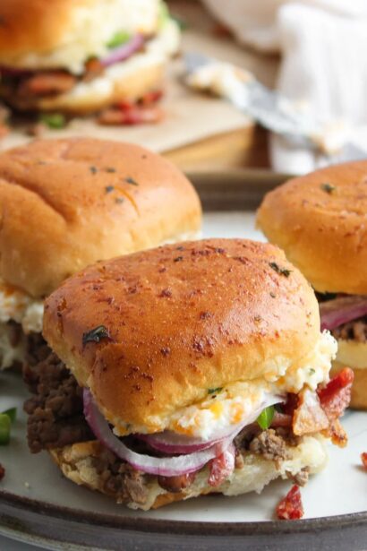 Jalapeno Popper Burger Sliders | She's Not Cookin'